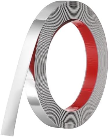 uxcell Silver Peel and Stick Molding Trim, 0.8 Inch x 19.7 ft Self-Adhesive Mirror Tape, Flexible PVC Border Strip for Wall Decoration Tile Edge Ceiling Floor Frame Furniture Decoration by uxcell