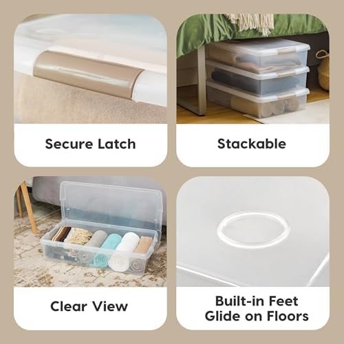 IRIS USA 40 Qt. Under Bed Storage Bin with Lids, Gray/Clear - Image 3