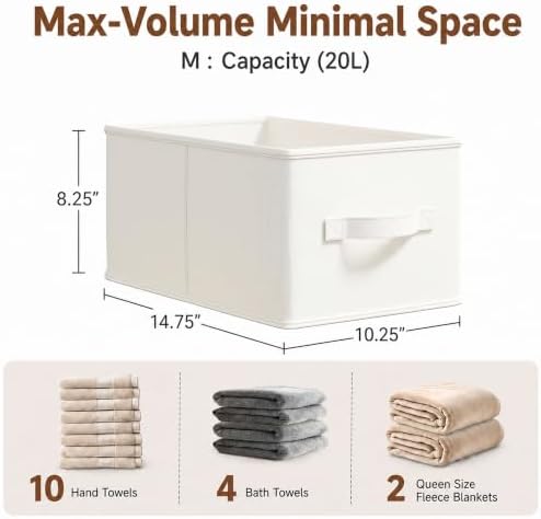 3-Pack Closet Storage Bins, Foldable Fabric Storage Baskets, Beige - Image 2