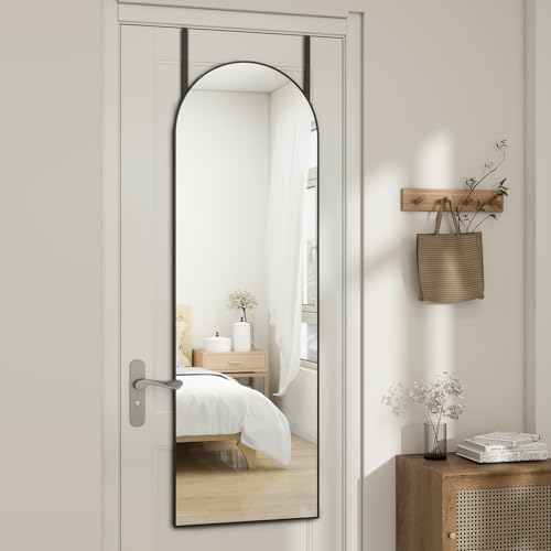 48"x 14" Arched Full Length Door Mirror, Full Body Mirror, Black - Image 2