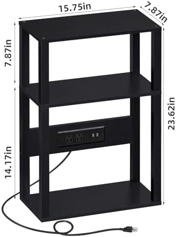 YUFAM 3-Tier Narrow Bedside Table Set 2 for Small Spaces, Skinny Nightstand - Image 3