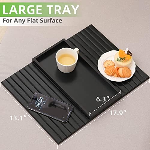 GEHE Bamboo Sofa Arm Tray, Foldable Couch Arm Tray Side Table, Anti-Falling Armrest Tables Cup Holder for Snacks, Drinks, Beers, Phone, Control, Flexible and Portable, Anti-Slip Bottom - Image 2