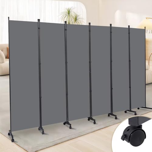 Room Divider Large 6 Panel Privacy Screen,Portable Room Partition on Wheels by HOMSCREENER