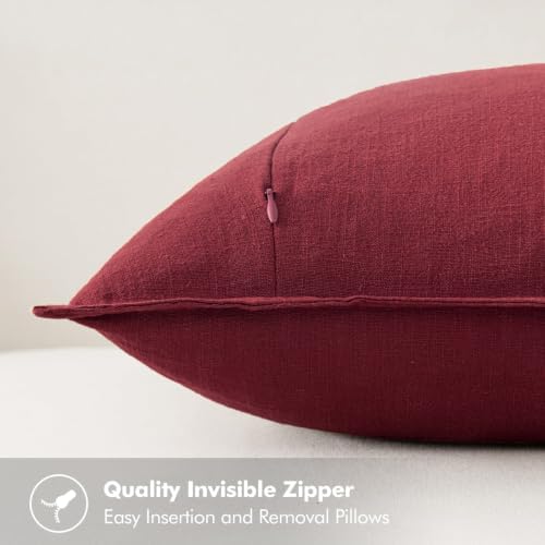 MIULEE Decorative Linen Pillow Covers 22x22 Inch Burgundy Red - Image 5
