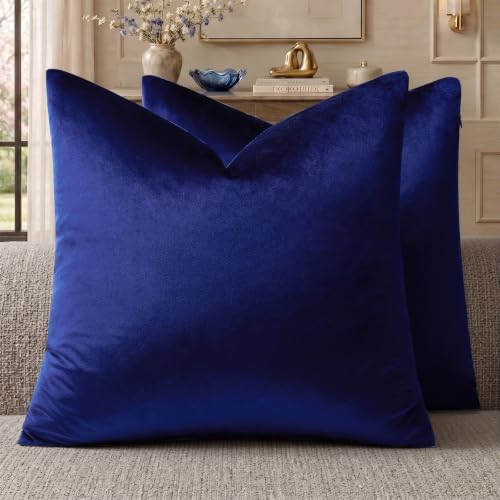 GIGIZAZA Royal Blue Velvet Throw Pillow Covers 24x24 Pack of 2 by GIGIZAZAFocusingonhomedecoration