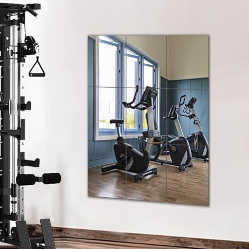9PCS Wall Mirror Tiles, UpgradeShatterproof Self-Adhesive Full Length Mirror for Bedroom, Bathroom, Home Gym - Frameless Acrylic Tiles for Home Decor 17.8'' x 12'' - Image 3