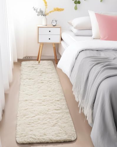 Ophanie Runner Rug for Hallway, 2x6 Upgrade Non-Slip Fluffy Soft Bedside Rugs, Bedroom Living Room Ivory Shaggy Carpet for Kids Girls Boys Dorm Nursery Home Decor Aesthetic - Image 5