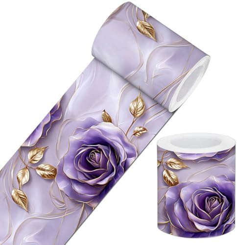 IVN Wallpaper Border Peel and Stick Wall Violet Gold Rose 4x196 Inch by IVN