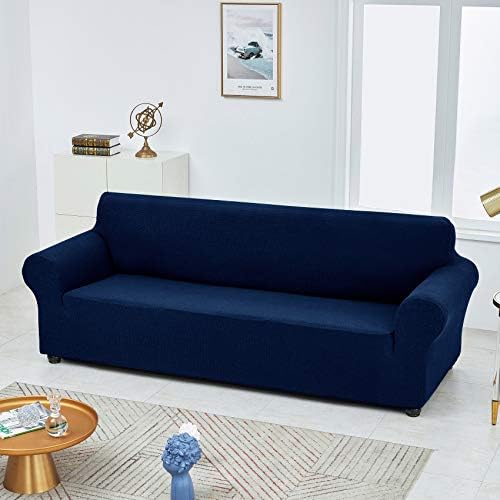 Joccun Stretch Couch Cover Slipcovers, 1-Piece Sofa Covers for 3 Cushion Couch Spandex Jacquard Washable Furniture Protector Cover for Living Room,Kids,Pets(Sofa,Navy) - Image 4