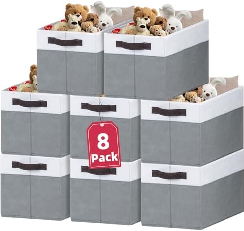 Criusia 8 Pack Closet Organizers and Storage Bins - Extra Large Storage Baskets for Organizing - Clothes Storage Bins for Shelves -Foldable Organizer Bins Totes for Toy Blanket, Dorm Room Essentials by Criusia