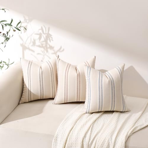 Hckot Striped Throw Pillow Covers 24x24 Set of 2 Lake Blue Pillow Covers - Image 6