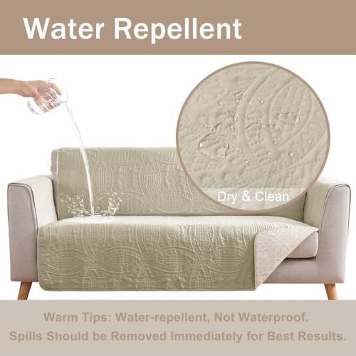 Quilted Grand Sofa Covers for 4 Cushion Couch, Couch Cover for Grand Sofa Washable, Soft Cozy Couch Protector, Oversized Grand Sofa Slipcovers Water-Repellent (Grand Sofa 98", Camel) - Image 3