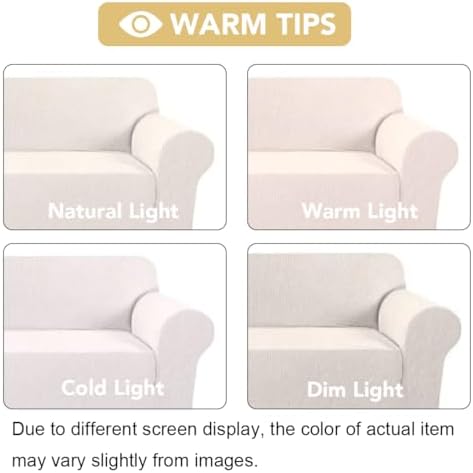 H.VERSAILTEX Stretch Sofa Covers for 3 Cushion Couch Covers Sofa Slipcovers for Living Room Feature Thick Checked Jacquard Fabric with Elastic Bottom, Sofa X-Large - Ivory - Image 3