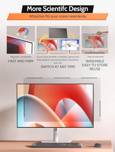 Mamol [2 Pack] 23 Inch Magnetic Privacy Screen for Frameless Monitor, Anti Glare & Blue Light Filter Computer Screen Protector, Removable Anti-Spy Shield for 23" 16:9 Widescreen Desktop Display - Image 7
