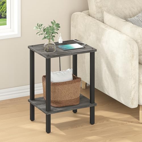 TUTOTAK End Table with Charging Station, Side Table, Nightstand - Image 2