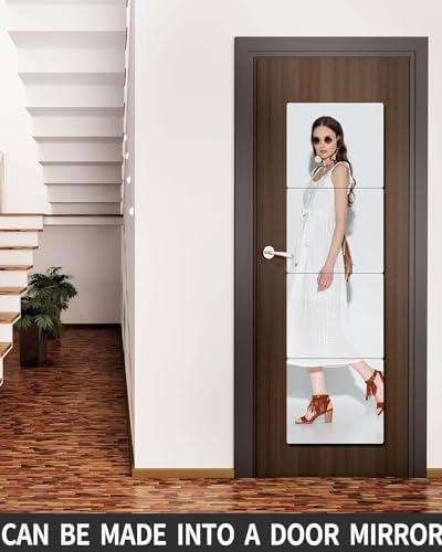 Unbreakable Full Length Wall Mirror Cheap,Over The Door Mirror,4 Pcs 16"x16",Shatterproof Plexiglass Acrylic,Plexiglass Makeup Mirror Long Mirrors for Bedroom Closet,Workout for Home Gym Bodyv - Image 6