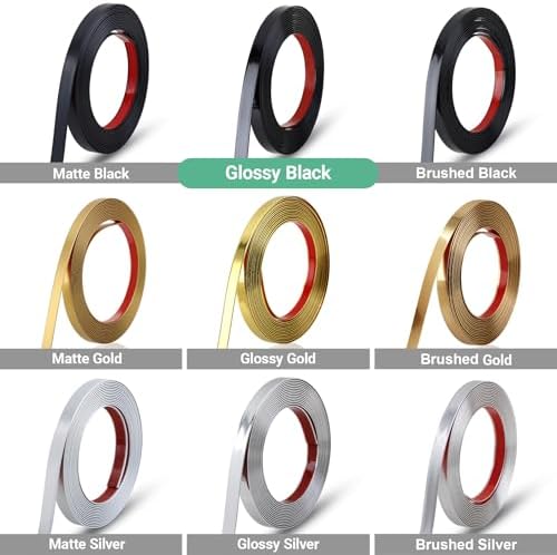 Gaahing 196.8" x 1" Shiny Black Molding & Wall Trim, Flexible Peel and Stick Decorative Strip for Tile, Mirror, Ceiling, Floor, Panel, Cabinet - Image 4