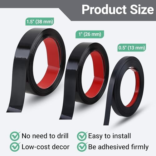 Gaahing 196.8" x 1" Shiny Black Molding & Wall Trim, Flexible Peel and Stick Decorative Strip for Tile, Mirror, Ceiling, Floor, Panel, Cabinet - Image 5