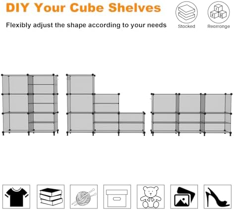 AWTATOS 6 Cube Closet Organizer Storage Shelves, Grey - Image 6