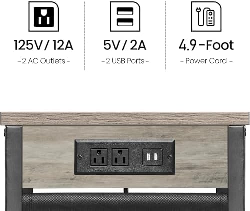 TUTOTAK C Shaped End Table with Charging Station, Side Table for Sofa - Image 6