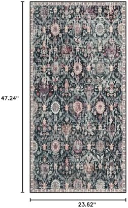 Lahome Kitchen Rugs Non Slip Washable Rugs for Entryway, Black 2x4 Rug - Image 2