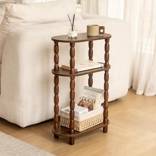 MaxSmeo Small Side Table, 3-Tier Narrow End Table, Wood Accent Table - Image 2