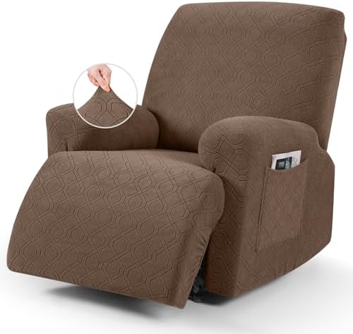 VANSOFY Oversized Stretch Recliner Chair Cover, Light Coffee, 1 Seater by VANSOFYFURNITURECOVERS