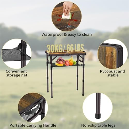 Anbte 2ft Camping Folding Table, 24" X 16" Aluminum Small Portable Table - Image 4