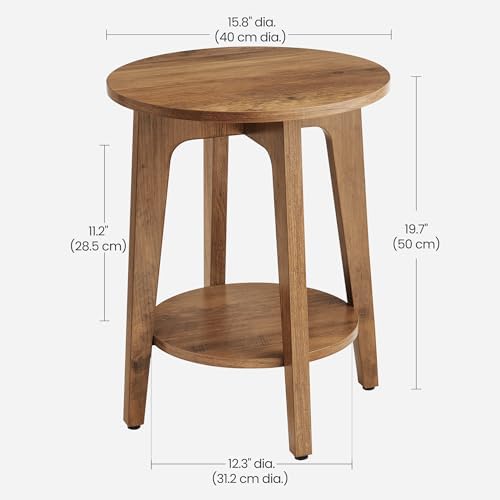 VASAGLE Round Side Table with Lower Shelf, End Table for Small Spaces - Image 3