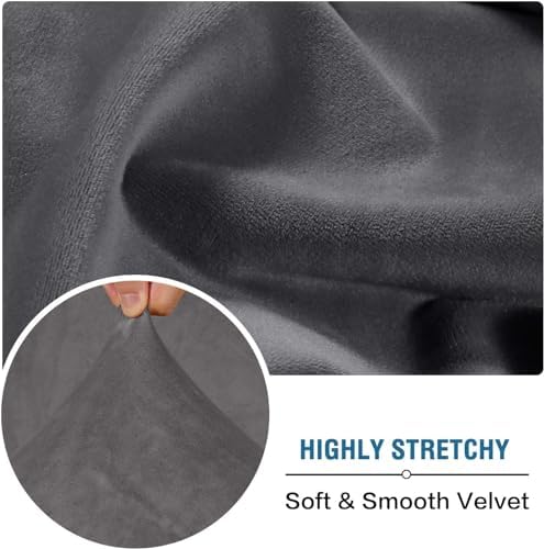 H.VERSAILTEX Velvet Stretch Individual Chaise Cover Sectional Couch Covers for L Shaped Sofa Both Left/Right Furniture Protector Seat Cushion Sofa Cover (1 Piece Chaise Cover, Grey) - Image 5