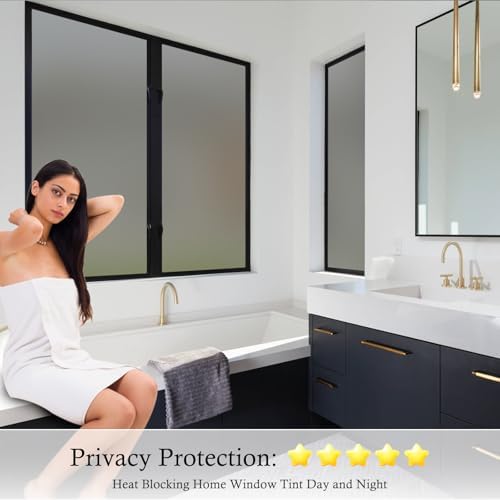 Coavas Frosted Glass Window Privacy Film, Static Cling, Gray 23.6"x118.1" - Image 3