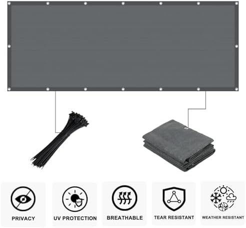 COOLBOYS Customized 2.5'x15' Dark Grey Balcony Privacy Screen Fence Cover - Image 2