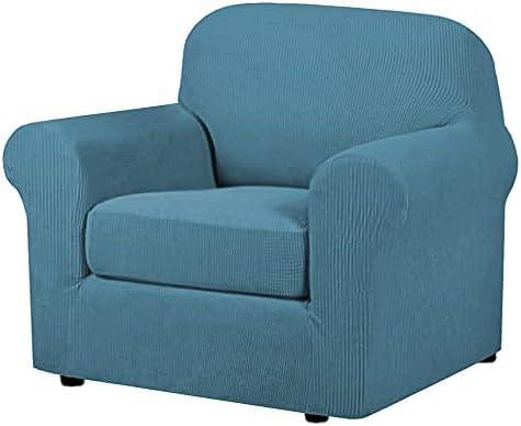 H.VERSAILTEX 2-Pieces Armchair Cover Chair Slipcovers with Arms Furniture Protector Cover Fit Armchair Width Up to 47 Inch, Jacquard Spandex Couch Covers Armchair Slipcover - Storm Blue, Chair by HVERSAILTEX