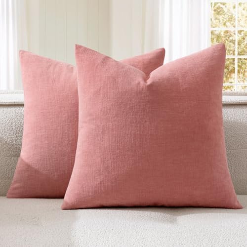MIULEE Coral Red Chenille Couch Throw Pillow Covers, 20x20 by MIULEE