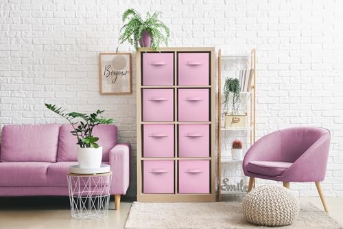 Sorbus Fabric Storage Cubes, 8 Pack, with Handles (11 Inch, Pastel Pink) - Image 2