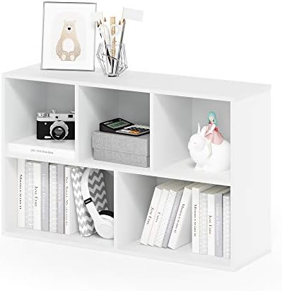 Furinno LUDER Book Shelf, 5-Cube Bookshelf, Reversible Bookcase, 9.4 x 19.5 x 31.5, Easy Assembly, for Living Room, Bedroom, Home Office, White by Furinno-FitsYourSpaceFitsYourBudget