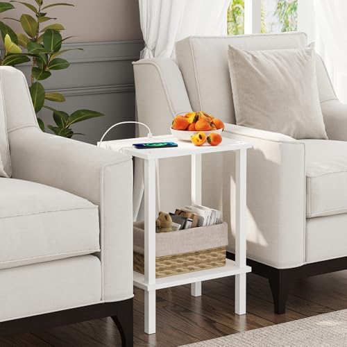 TUTOTAK End Table with Charging Station, Side Table, Nightstand - Image 4