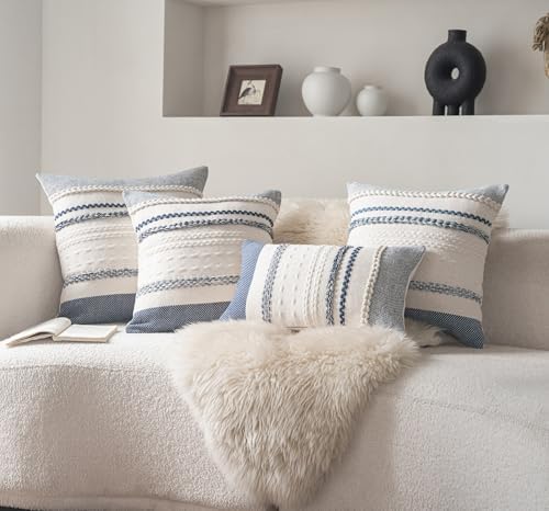 Cethom Boho Lumbar Pillow Covers 14x36 Inch Long, Navy Blue Textured Decorative Couch Pillow Cases for Farmhouse Home Decor, Accent Cushion Cover for Sofa, Bed, Living Room, Bedroom, Pack of 1 - Image 6