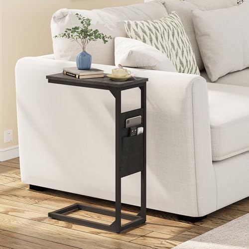 TUTOTAK C Shaped End Table, Side Table for Couch, Sofa Table - Image 2