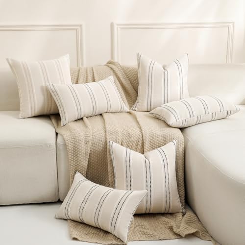 Hckot Black Striped Throw Pillow Covers 20x20 Set of 2 Boho Pillow Covers - Image 6