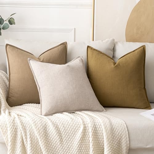 MIULEE Decorative Linen Euro Sham Pillow Covers 24x24 Mustard Yellow - Image 4