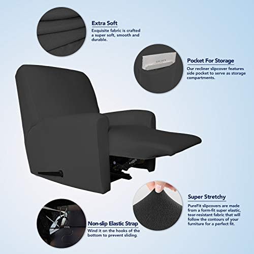 PureFit Stretc Recliner Chair Covers Fleece Soft Couch Covers for Sofa - Image 3