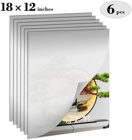 6PCS Wall Mirror Tiles, Upgrade Shatterproof Self-Adhesive Full Length Mirror for Bedroom, Bathroom, Home Gym - Frameless Acrylic Tiles for Home Decor 17.8'' x 12'' - Image 3