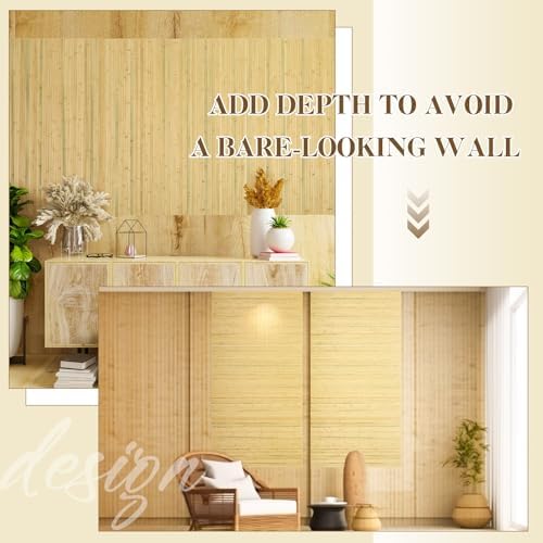 Juexica 1 Pcs Natural Bamboo Wall Panel for Interior Wall 48''x96'' Bamboo Covering Renewable Pole Wainscoting Room Divider Wrap Decor for Bedroom Living Room Kitchen Island Office (Natural) - Image 5