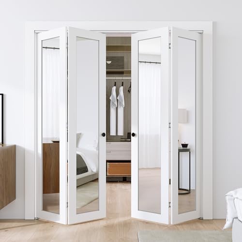 SMARTSTANDARD 72" x 80" Bifold Doors, Mirror Closet Folding Doors, MDF by SMARTSTANDARD
