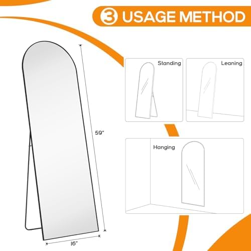 16"x59" Arched Mirror Full Length, Upgraded Body Wall Mirrors - Image 2