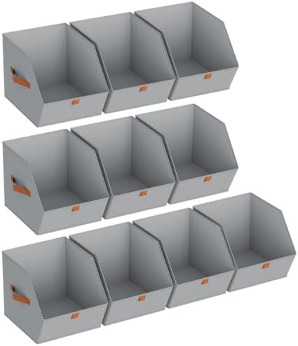Homsorout Fabric Closet Storage Cubes - 10 Pack Square Storage Bins with Dual Handles for Clothes, Towels, Toys, Cube Storage Organizers for Bedroom, Nursery, Shelves, Closet, Small Spaces, Grey by Homsorout