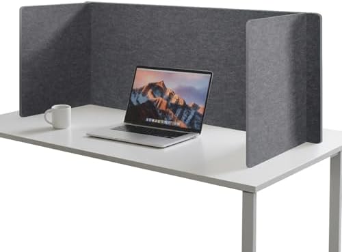 Desk Divider Privacy Screen 3 Panel Sound Absorbing - 47.2”x 23.6”x 19.7” Freestanding Acoustic Partitions for Office, Noise Reducing Panels for School, Home, Library,Dark Grey by Keemute