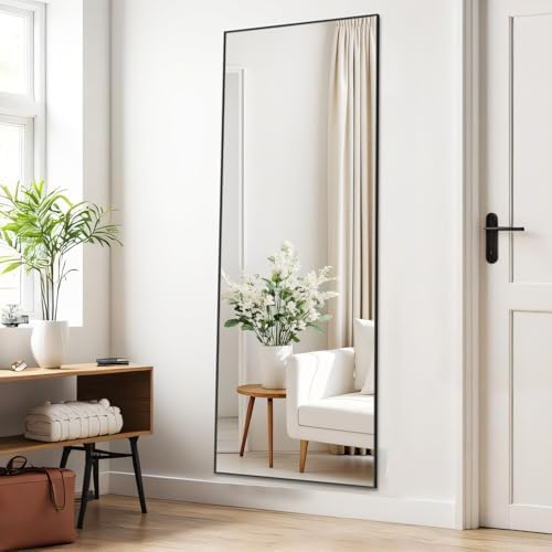 Mirror Full Length, Upgraded 21"x64" Body Wall Mirrors with Shatter-Proof Glass, Floor Standing, Hanging or Leaning, Large Tall Mirror with Stand Aluminum Alloy Frame for Bedroom Cloakroom - Image 4