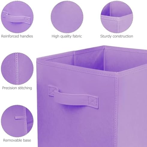 3 Pcs Storage Cubes, 10.5 Inch Collapsible Storage Bins, Fabric Foldable Bins for Organization, Durable Storage Bins for Closet, Shelves, Offices (Light Purple) - Image 4